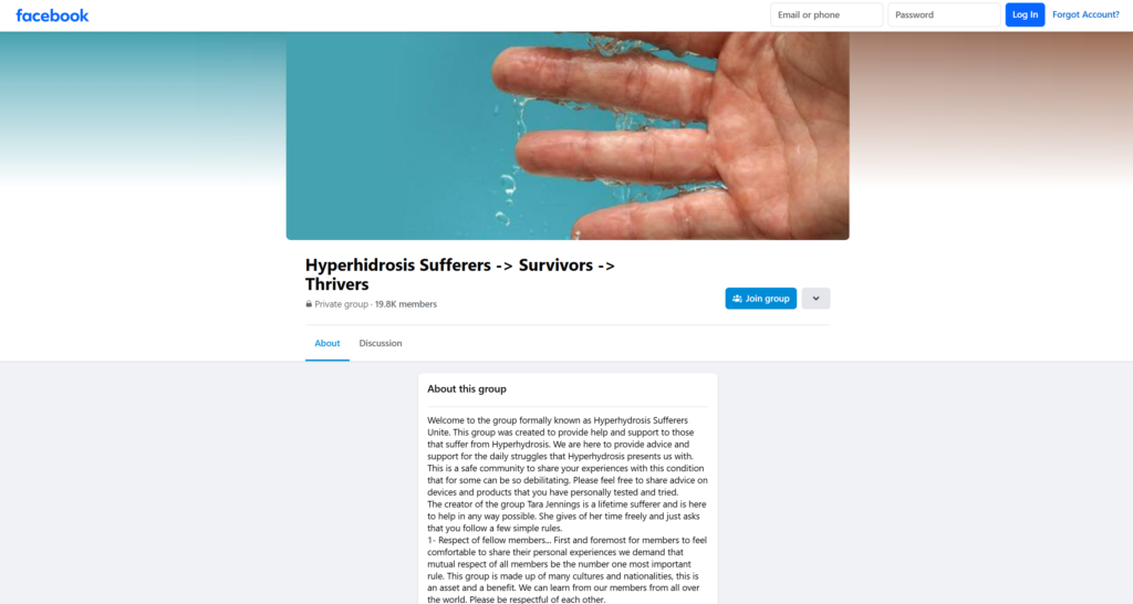 Hyperhidrosis Facebook Group