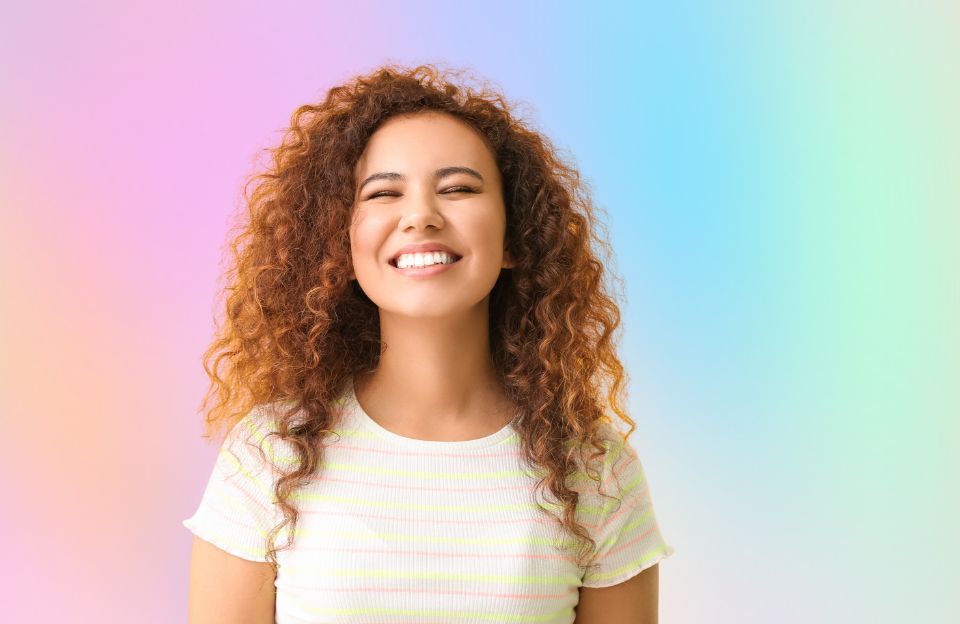 Woman with hyperhidrosis smiling