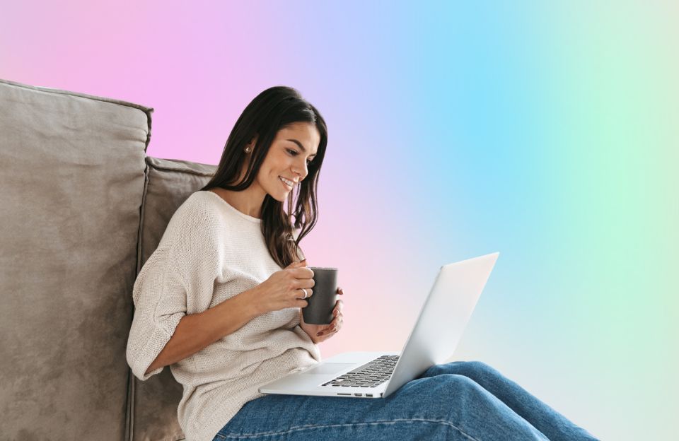 Woman reading list of hyperhidrosis resources